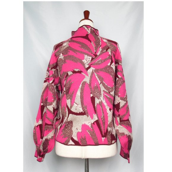 By Anthropologie The Beatriz Mock-Neck Sweater Pink Lurex Combo - XS - Picture 5 of 13